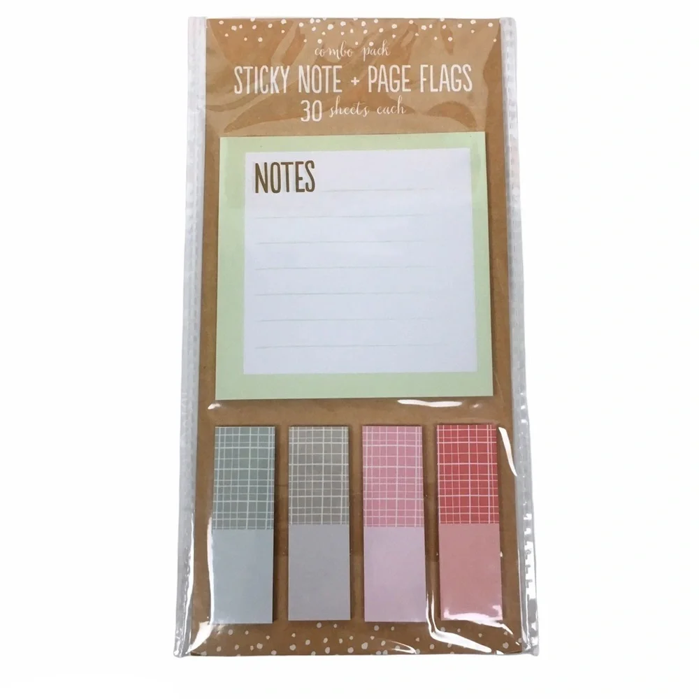 Christmas Plaid Dots Stationery Set Notepad Sticky Notes Page Flags Washi Tape